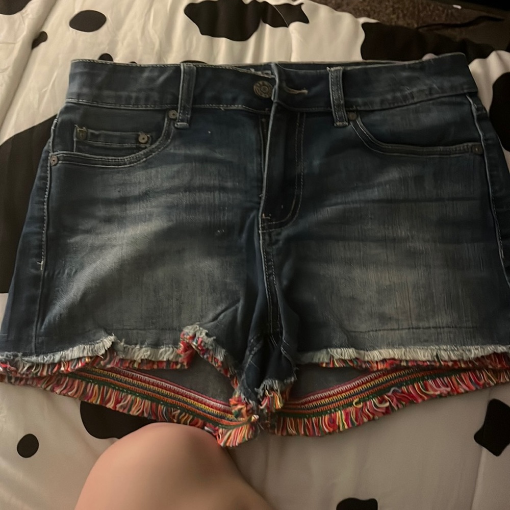 Multicolored jean shorts